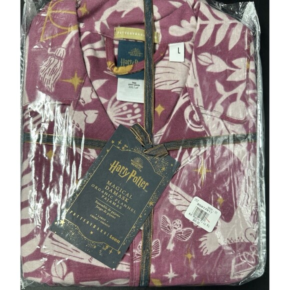 Pottery Barn Teen Harry Potter Magical Damask 2 Pc Organic Flannel Pajamas Sz LG - Picture 2 of 6